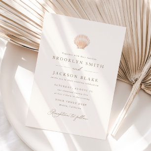 Minimalist Modern Sea Shell Beach Wedding Invitation