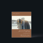 Minimalist Modern Sienna Brown Photo Save The Date Postcard<br><div class="desc">Minimalist Modern Sienna Brown Script Wedding Save the Date Postcard with Your Photo</div>