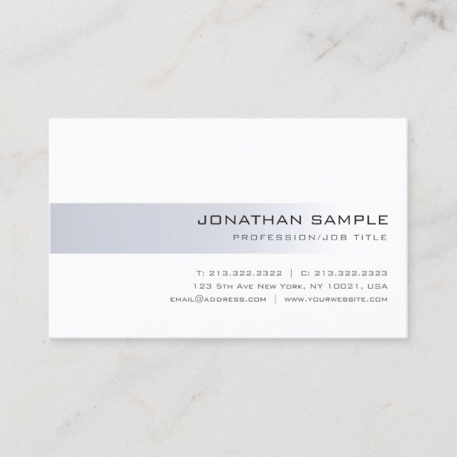 Minimalist Modern Silver Trendy Professional Plain Business Card (Front)