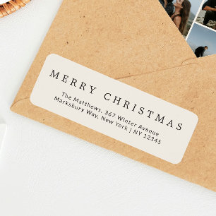 Minimalist Modern Simple Beige Family Return Address Label