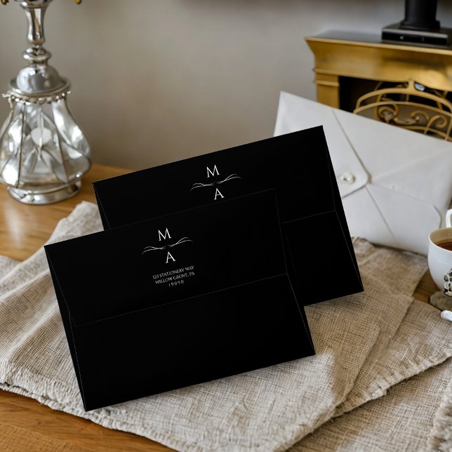 Minimalist Modern Simple Black and White Wedding Envelope (Minimalist Modern Simple Black and White Wedding Envelope)