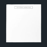 Minimalist Modern Simple Black White Personalised  Notepad<br><div class="desc">Personalised notepad with a professional simple minimalist modern aesthetic in black and white.</div>