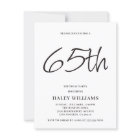 Minimalist Modern Simple Calligraphy 65th Birthday