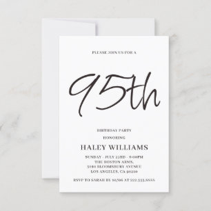 Minimalist Modern Simple Calligraphy 95th Birthday Invitation