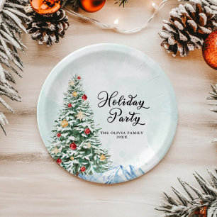 Minimalist Modern  Simple Christmas Tree  Paper Plate