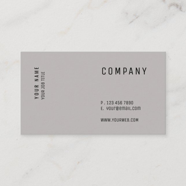 Minimalist Modern Simple Clean Grey Business Card (Front)