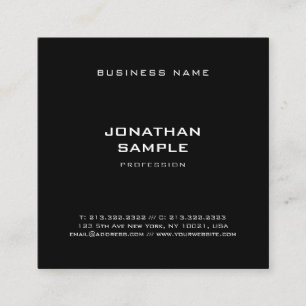 Minimalist Modern Simple Elegant Black Template Square Business Card