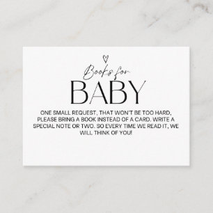 Minimalist Modern Simple Heart Books for Baby Enclosure Card