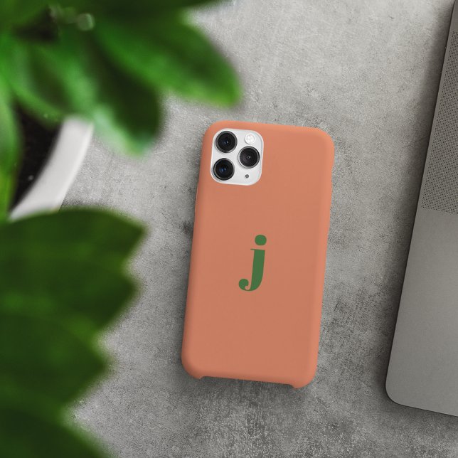 minimalist modern simple monogram peach Case-Mate iPhone case (Creator Uploaded)