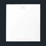 Minimalist Modern Simple Pink Monogram Personal  Notepad<br><div class="desc">Personalized notepad with a professional simple minimalist modern aesthetic in pink.</div>