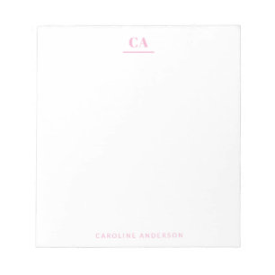 Minimalist Modern Simple Pink Monogram Personal Notepad