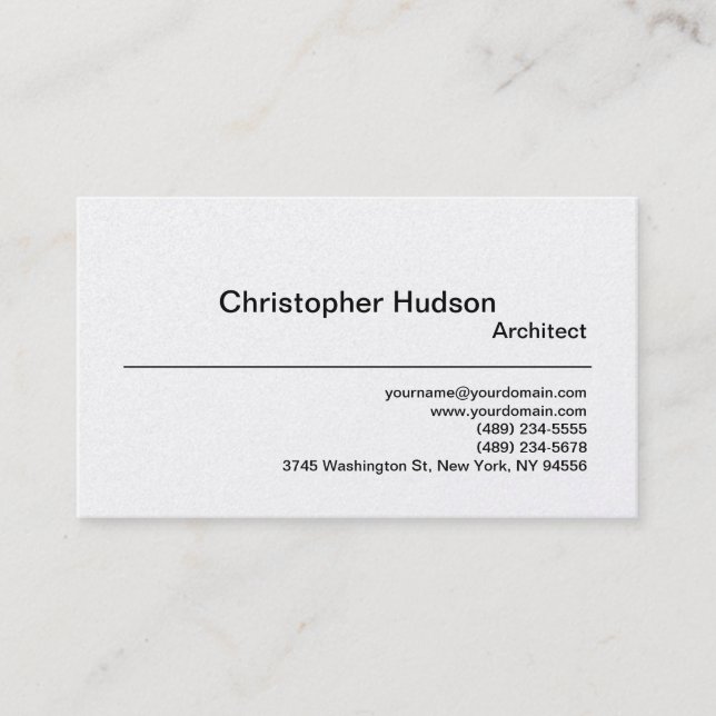 Minimalist Modern Simple Plain Architect  Business Card (Front)