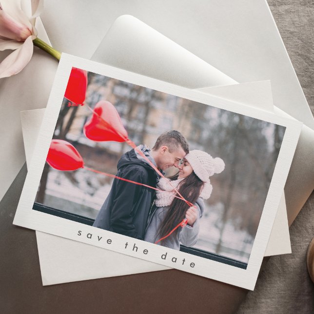 Minimalist Modern Simple Stylish 2 Photo Wedding  Save The Date (Creator Uploaded)