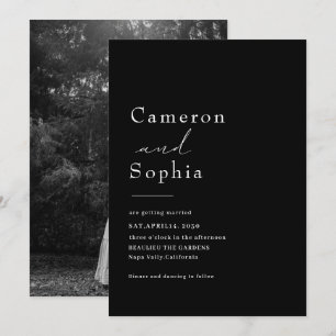 Minimalist  Modern Simple Wedding black and white  Save The Date