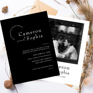 Minimalist Modern Simple Wedding black and white Save The Date