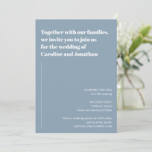 Minimalist Modern Simple Wedding Dusty Blue Invitation