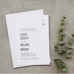 Minimalist & modern simple wedding invitation