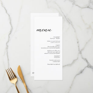 Minimalist Modern Simple Wedding Menu