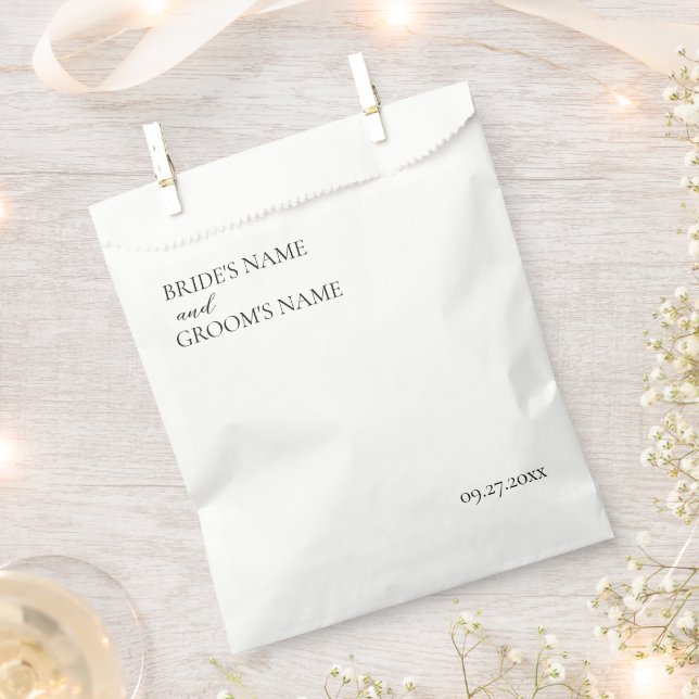 Minimalist Modern Simple Wedding Place Card Favour Bag (Clipped)