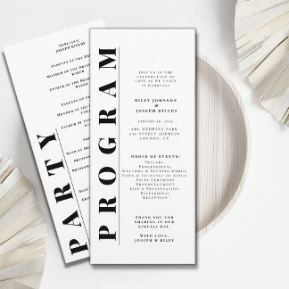 Minimalist modern simple wedding programs