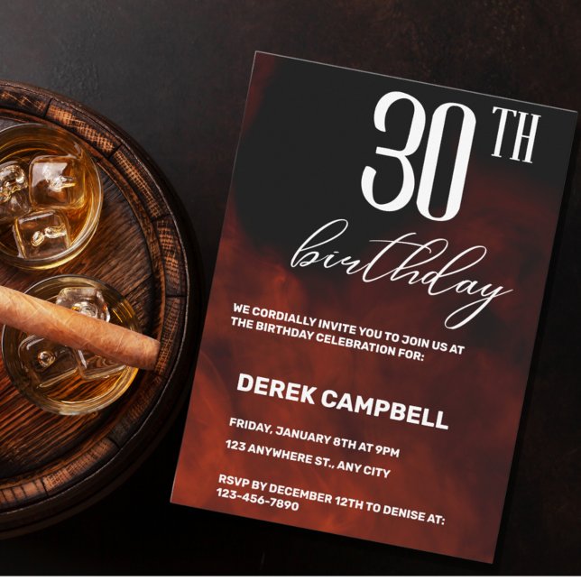 Minimalist Modern Sleek 30th Birthday Party Invitation (Creator Uploaded)