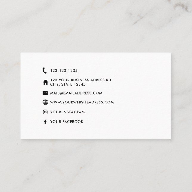 Minimalist Modern Social Media Icons Custom logo Business Card (Back)