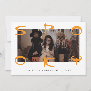 Minimalist Modern Spooky Happy Halloween 1 Photo Holiday Card