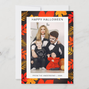Minimalist Modern Spooky Happy Halloween 1 Photo Holiday Card