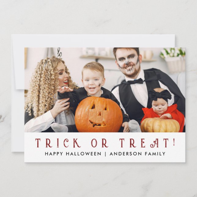 Minimalist Modern Spooky Happy Halloween 1 Photo Holiday Card (Front)
