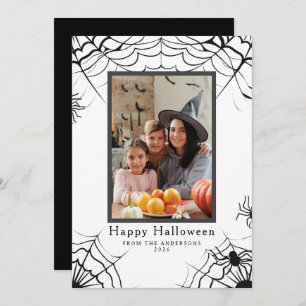 Minimalist Modern Spooky Happy Halloween 1 Photo Holiday Card