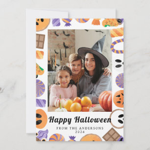 Minimalist Modern Spooky Happy Halloween 1 Photo Holiday Card