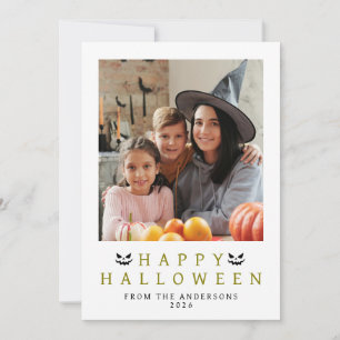 Minimalist Modern Spooky Happy Halloween 1 Photo Holiday Card