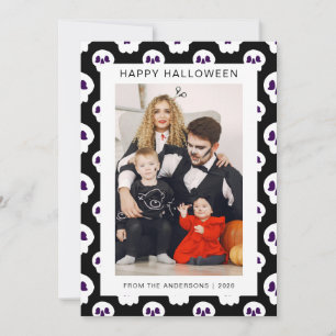 Minimalist Modern Spooky Happy Halloween 1 Photo Holiday Card