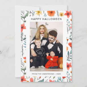 Minimalist Modern Spooky Happy Halloween 1 Photo Holiday Card