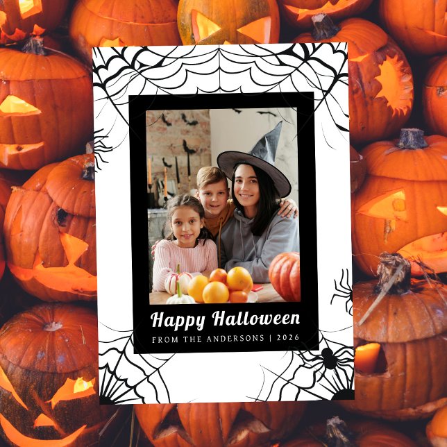 Minimalist Modern Spooky Happy Halloween 1 Photo Holiday Card (Creator Uploaded)