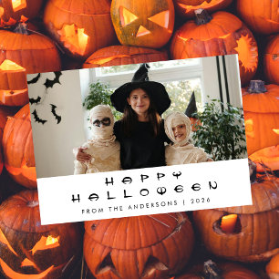 Minimalist Modern Spooky Happy Halloween 1 Photo Holiday Card