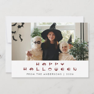 Minimalist Modern Spooky Happy Halloween 1 Photo Holiday Card