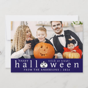 Minimalist Modern Spooky Happy Halloween 1 Photo Holiday Card