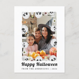 Minimalist Modern Spooky Happy Halloween 1 Photo Holiday Postcard