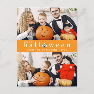 Minimalist Modern Spooky Happy Halloween 2 Photo Holiday Postcard