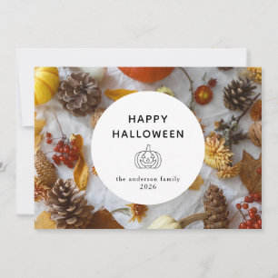 Minimalist Modern Spooky Happy Halloween 3 Photo Holiday Card