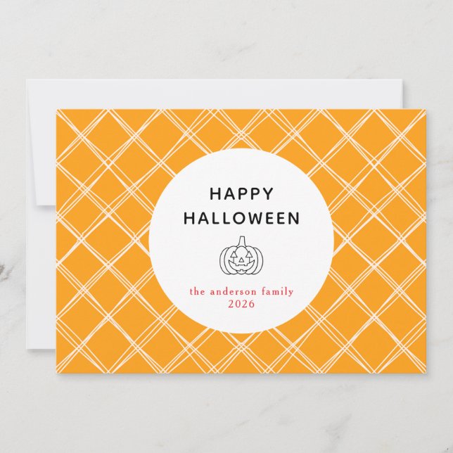 Minimalist Modern Spooky Happy Halloween 3 Photo Holiday Card (Front)