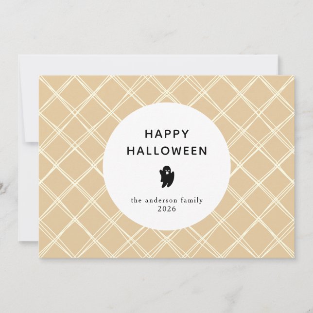 Minimalist Modern Spooky Happy Halloween 3 Photo Holiday Card (Front)