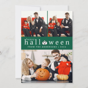 Minimalist Modern Spooky Happy Halloween 3 Photo Holiday Card