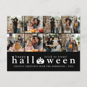 Minimalist Modern Spooky Happy Halloween 6 Photo Holiday Postcard