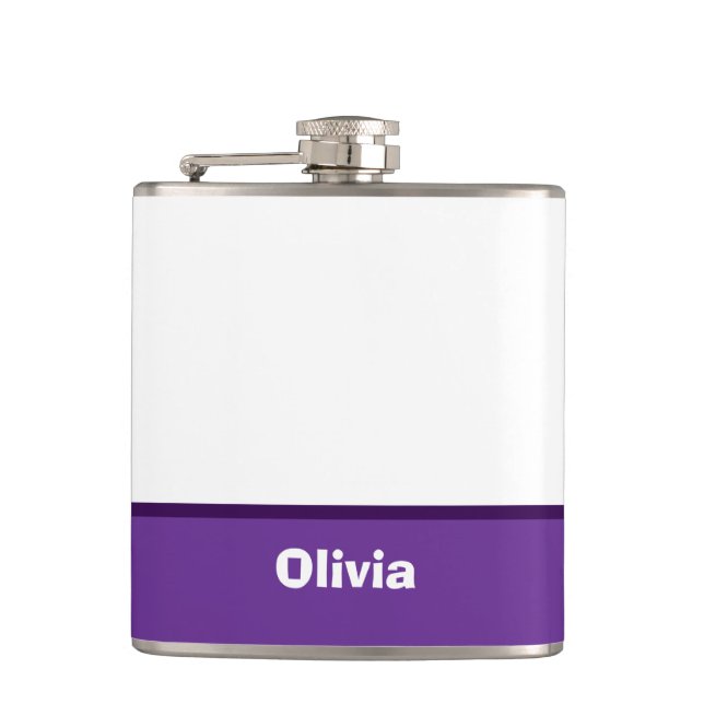 Minimalist Modern Stripe Name or Monogram Hip Flask (Front)
