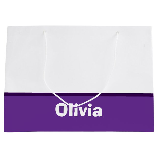 Minimalist Modern Stripe Name or Monogram Large Gift Bag (Front)