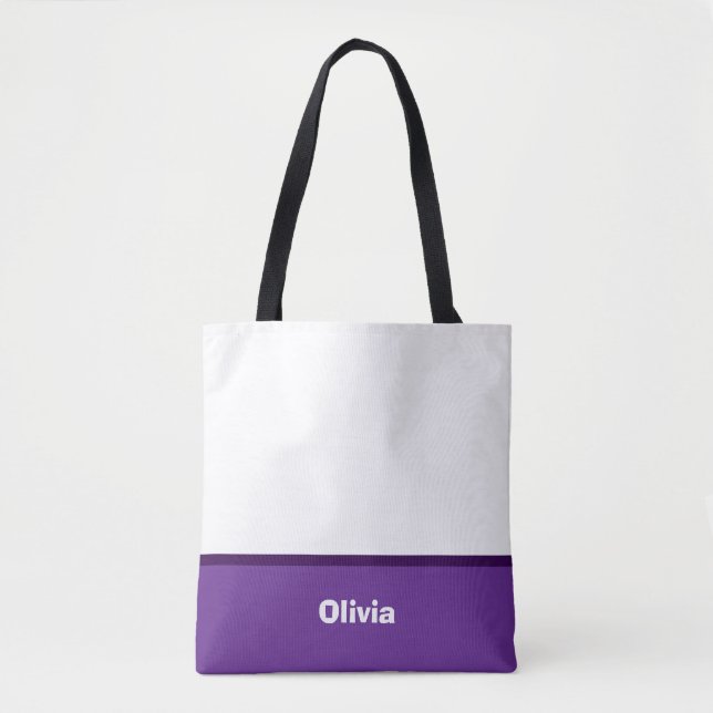 Minimalist Modern Stripe Name or Monogram Tote Bag (Front)