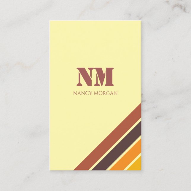 Minimalist  Modern Stripes Monogram  Business Card (Front)