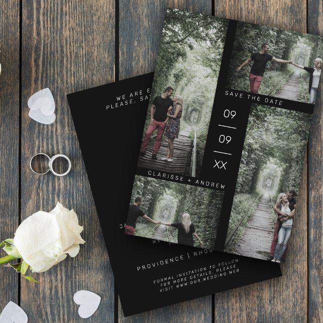 Minimalist Modern Stylish 4 Photos Collage Wedding Save The Date (Creator Uploaded)